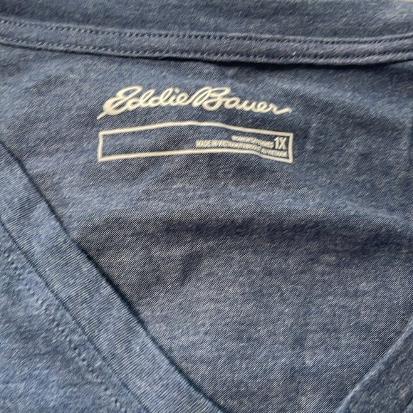 Eddie Bauer Blue heathered Long Sleeve V neck shirt size 1X - Picture 2 of 6